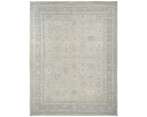 13x18 Zeigler Gray Afghan Hand Knotted Wool Area Rug